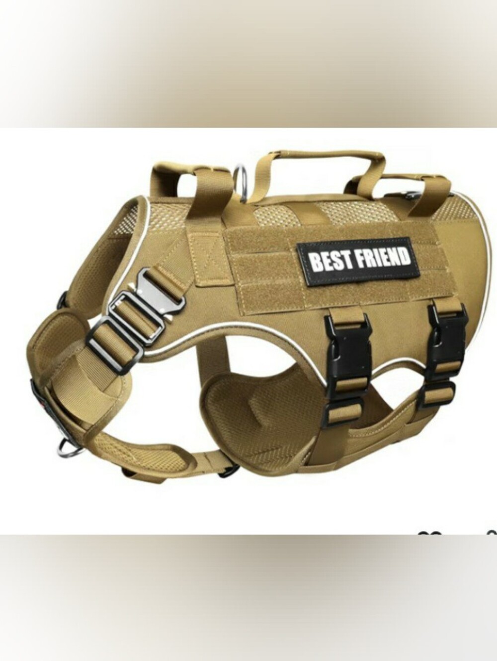 Tactical Dog Harness /Tan  Durable Control Harness Best Friend Tag Not included